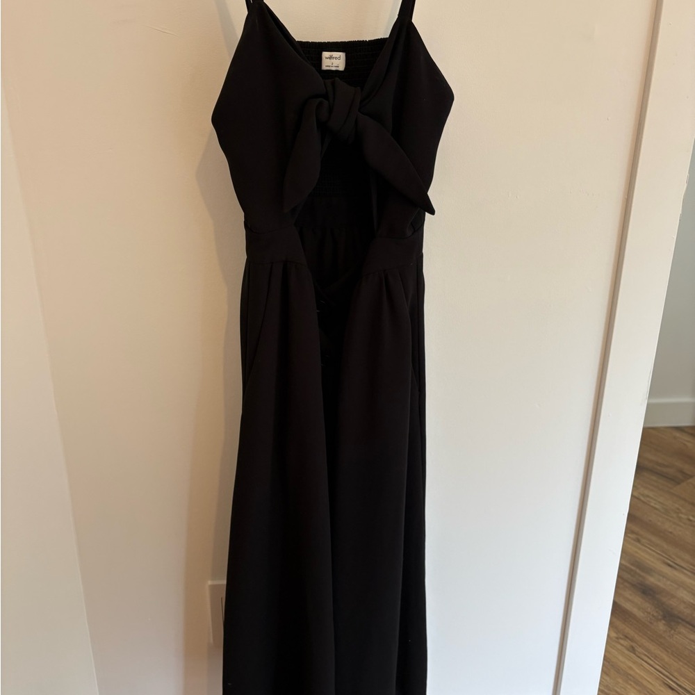Wilfred Black Tie Front Sundress Spaghetti Strap Cocktail